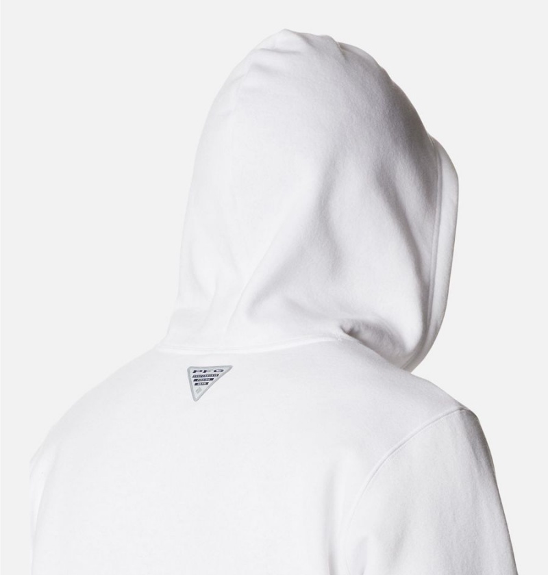 White Men's Columbia PFG Fish Flag II Hoodie | HUADX-6742