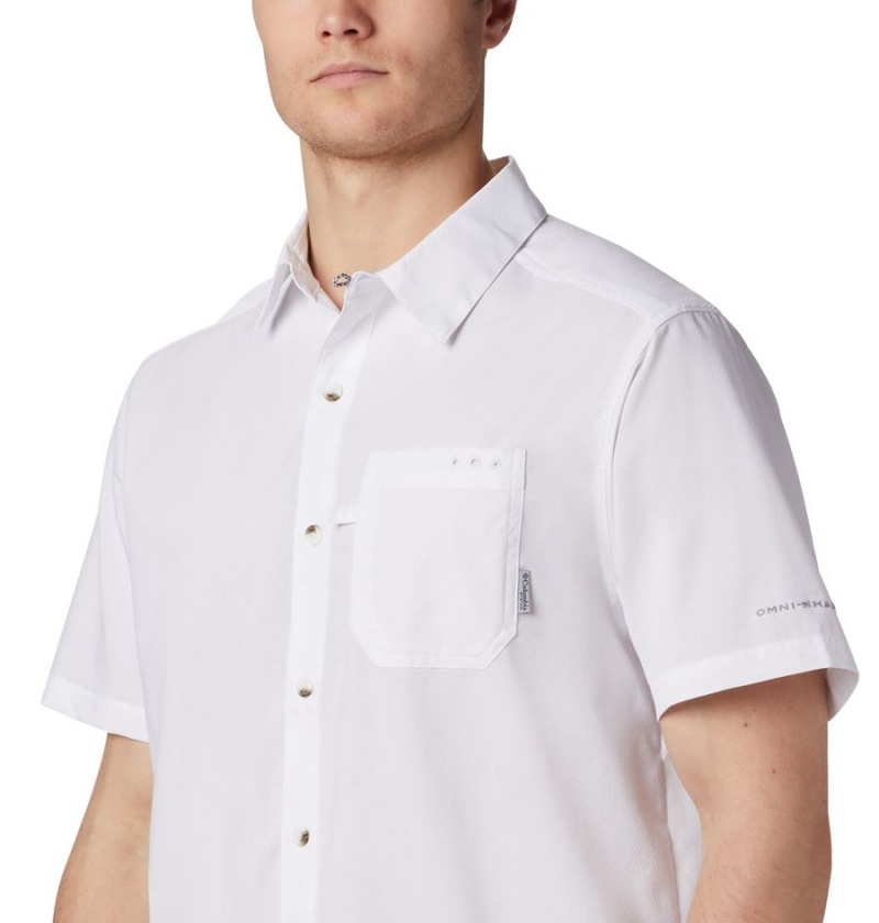 White Men's Columbia PFG Slack Tide Camp Shirt | HOZWL-7216