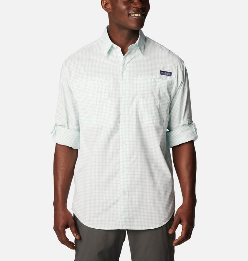 White Men's Columbia PFG Super Tamiami Long Sleeve Shirt | THGXN-7958