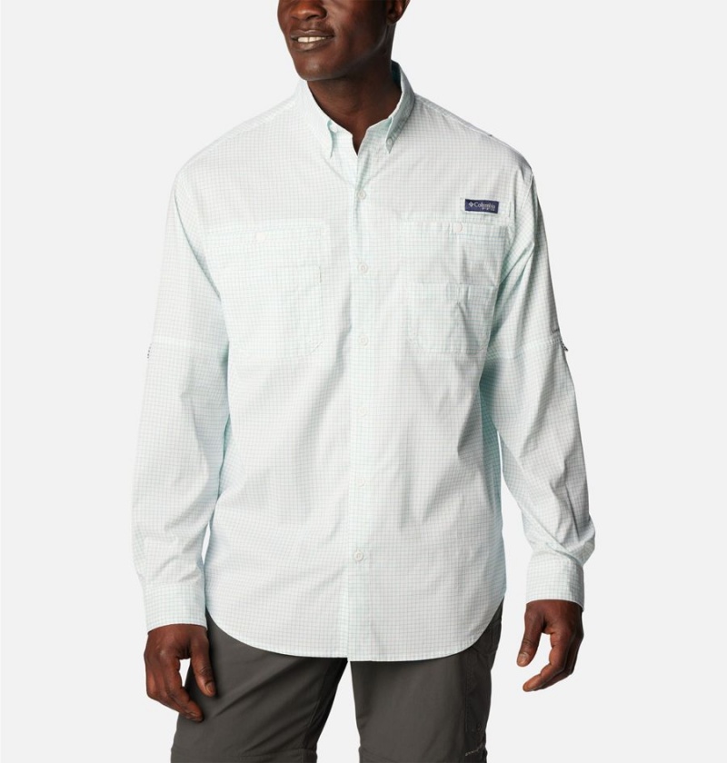 White Men\'s Columbia PFG Super Tamiami Long Sleeve Shirt | THGXN-7958