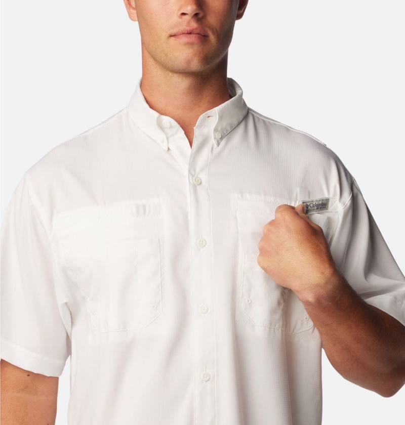 White Men's Columbia PFG Tamiami II Short Sleeve Shirt | UFKJL-8093