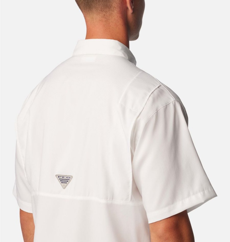 White Men's Columbia PFG Tamiami II Short Sleeve Shirt | UFKJL-8093