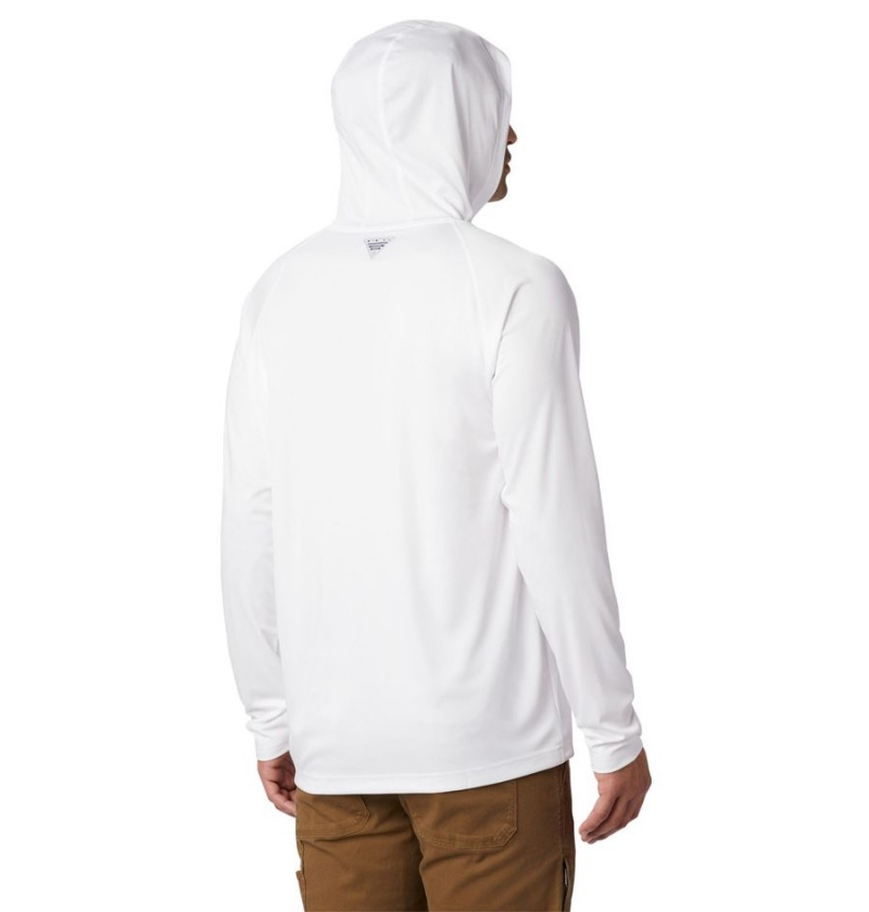 White Men's Columbia PFG Terminal Tackle Hoodie | KAISC-2891