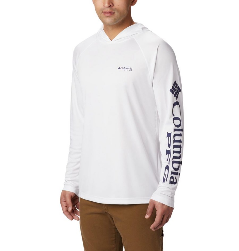 White Men\'s Columbia PFG Terminal Tackle Hoodie | KAISC-2891