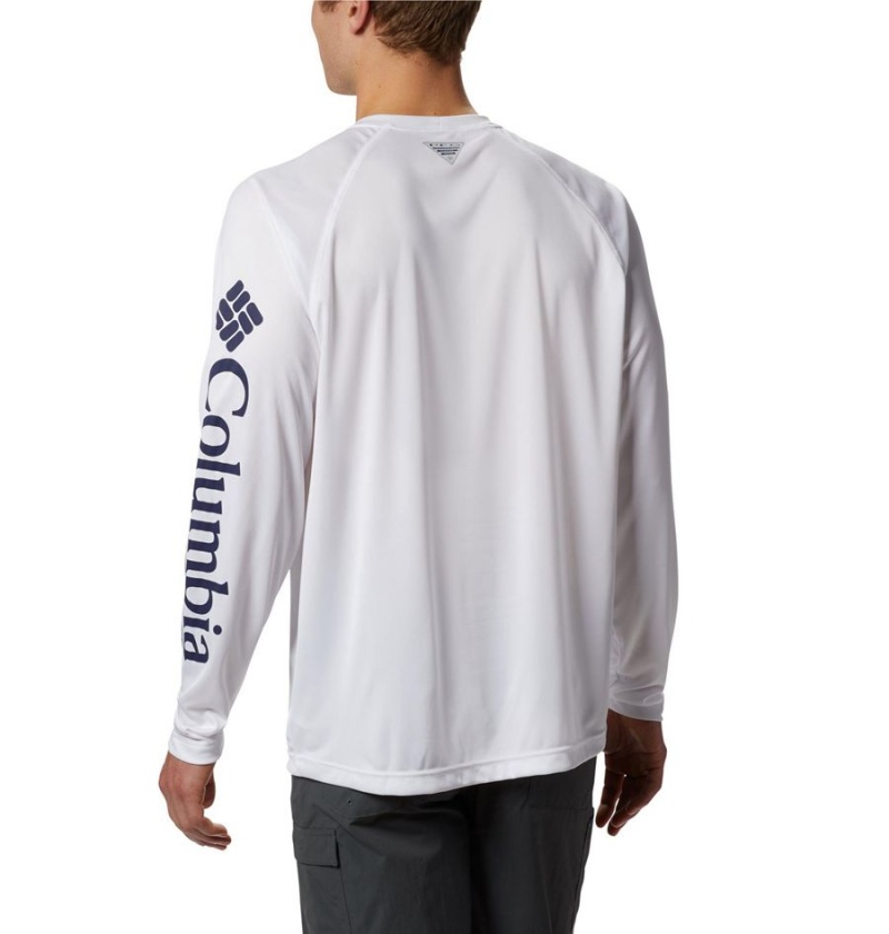 White Men's Columbia PFG Terminal Tackle Long Sleeve T-Shirt | AZHIK-1398