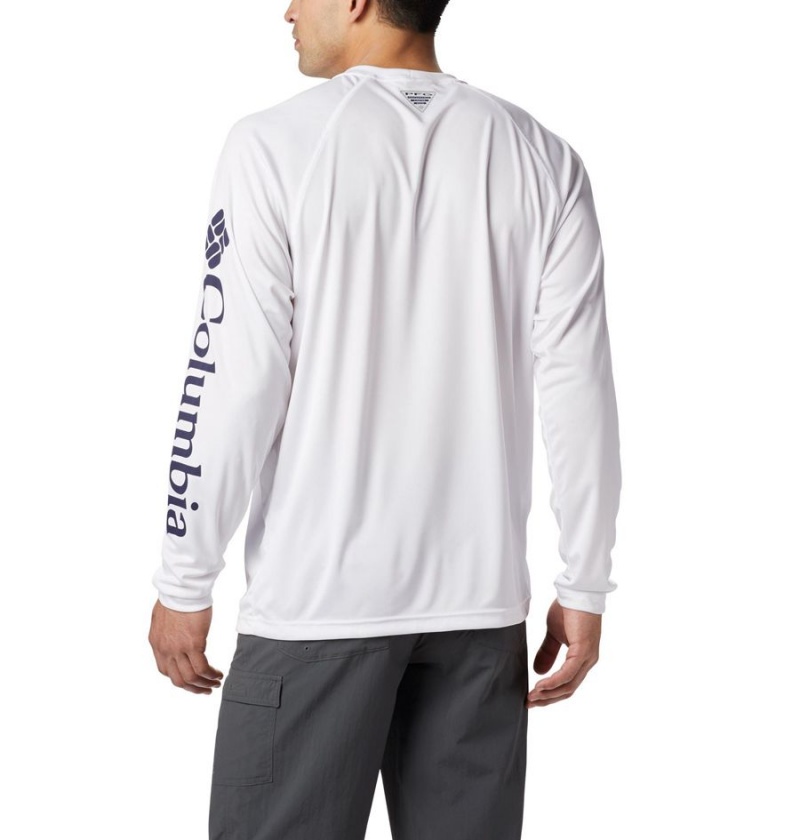 White Men's Columbia PFG Terminal Tackle Long Sleeve T-Shirt | AZHIK-1398