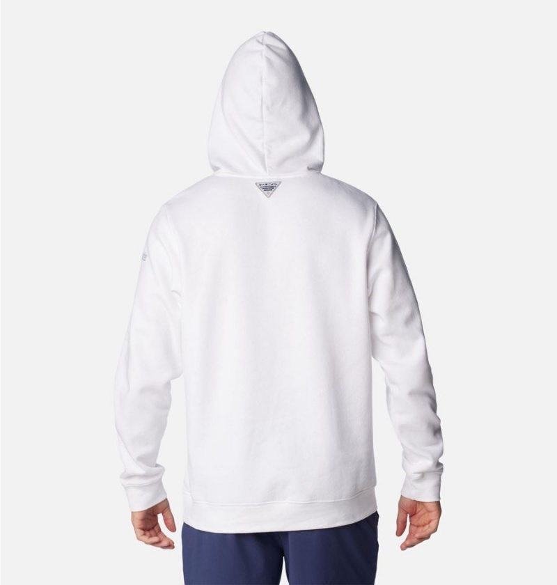 White Men's Columbia PFG Triangle II Hoodie | XKWUR-7306