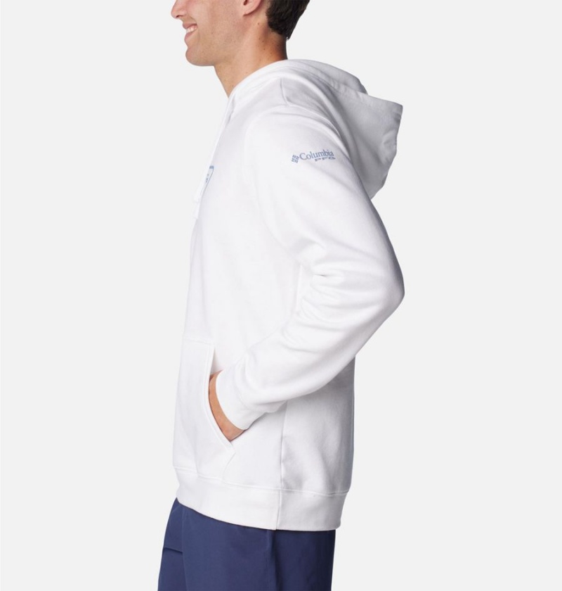 White Men's Columbia PFG Triangle II Hoodie | XKWUR-7306