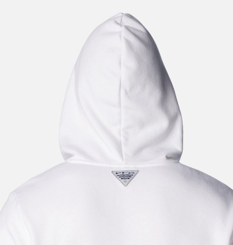 White Men's Columbia PFG Triangle II Hoodie | XKWUR-7306