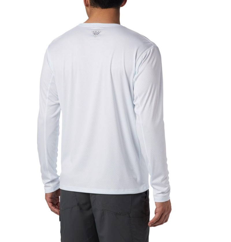 White Men's Columbia PFG Zero Rules Long Sleeve T-Shirt | MFCPN-8326