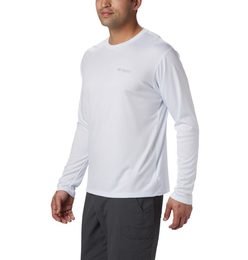 White Men's Columbia PFG Zero Rules Long Sleeve T-Shirt | MFCPN-8326