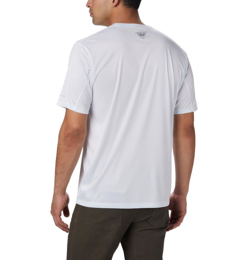 White Men's Columbia PFG Zero Rules Short Sleeve T-Shirt | PMWSR-9874