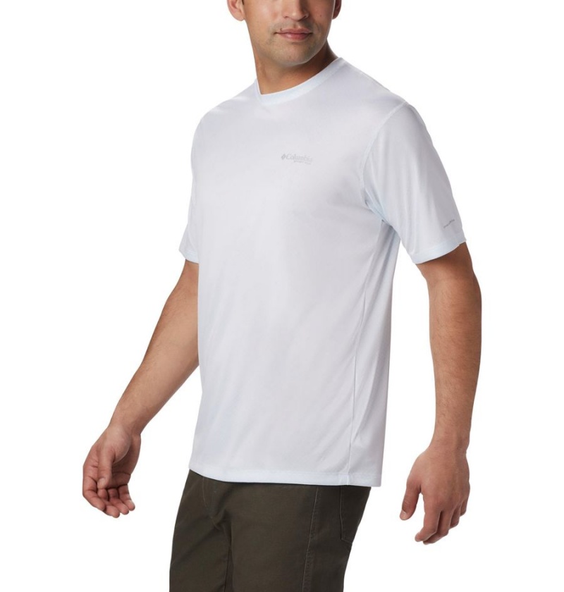 White Men's Columbia PFG Zero Rules Short Sleeve T-Shirt | PMWSR-9874