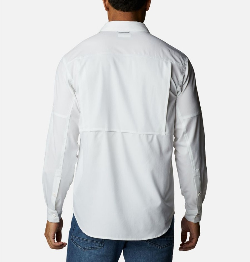 White Men's Columbia Silver Ridge Utility Lite Long Sleeve Shirt | QYURM-4958