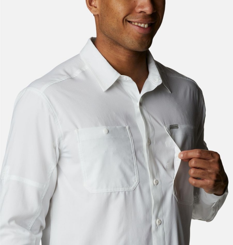 White Men's Columbia Silver Ridge Utility Lite Long Sleeve Shirt | QYURM-4958