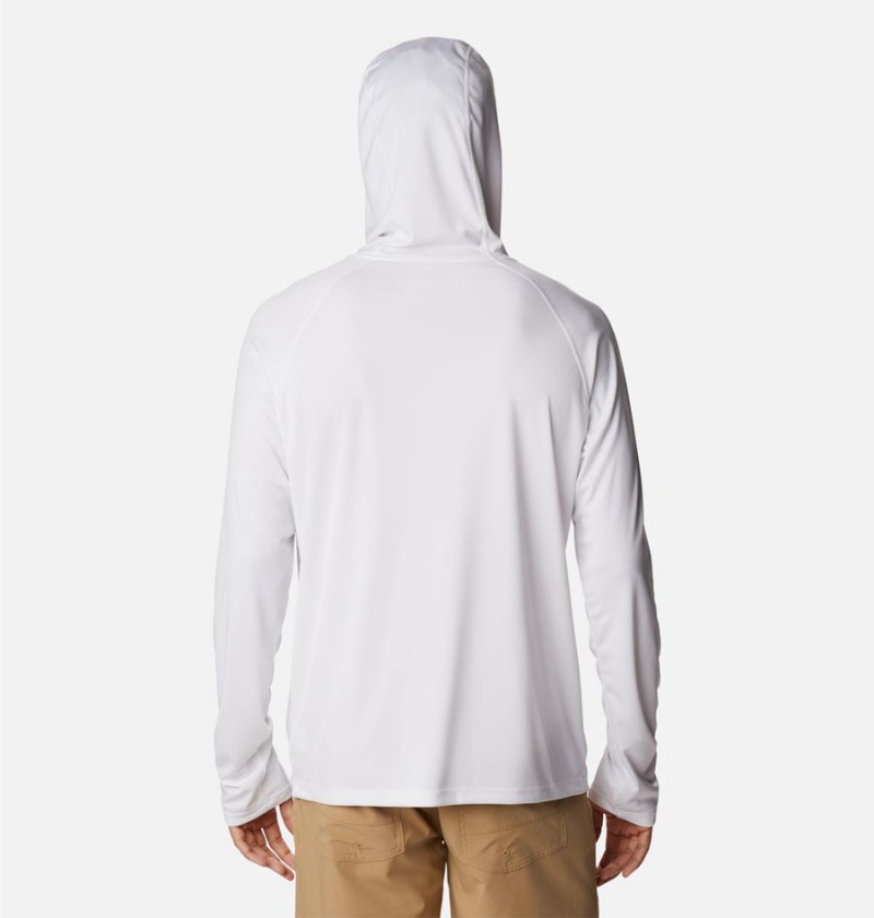 White Men's Columbia Summerdry Raglan Long Sleeve Hoodie | FYPNW-6352