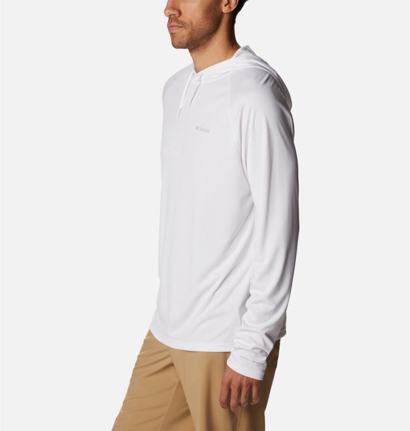 White Men's Columbia Summerdry Raglan Long Sleeve Hoodie | FYPNW-6352