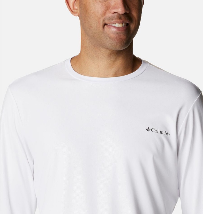 White Men's Columbia Sun Deflector Summerdry Long Sleeve T-Shirt | ASRQU-4692