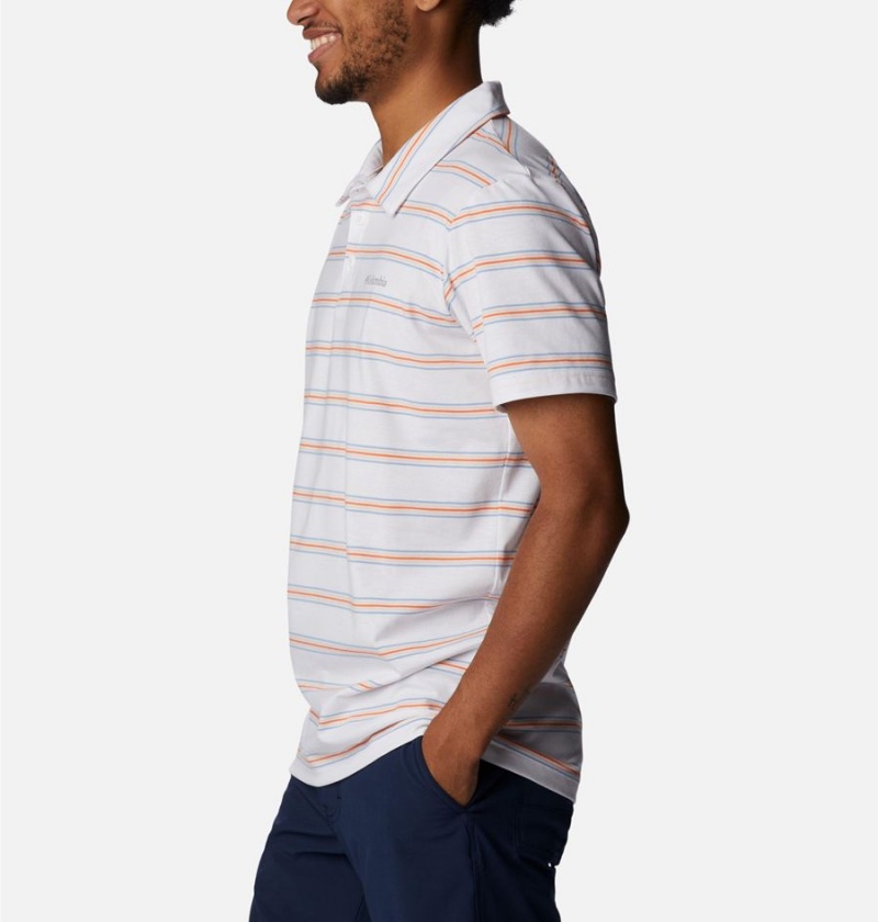 White Men's Columbia Sun Trek Polo Shirt | WZTOU-7359