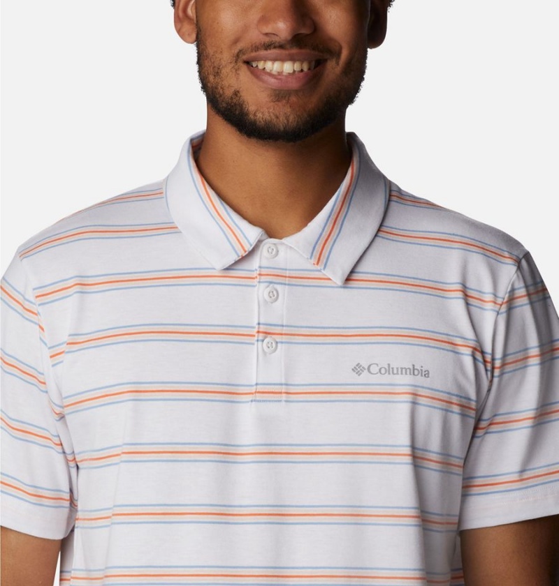 White Men's Columbia Sun Trek Polo Shirt | WZTOU-7359