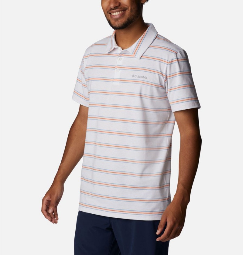 White Men's Columbia Sun Trek Polo Shirt | WZTOU-7359