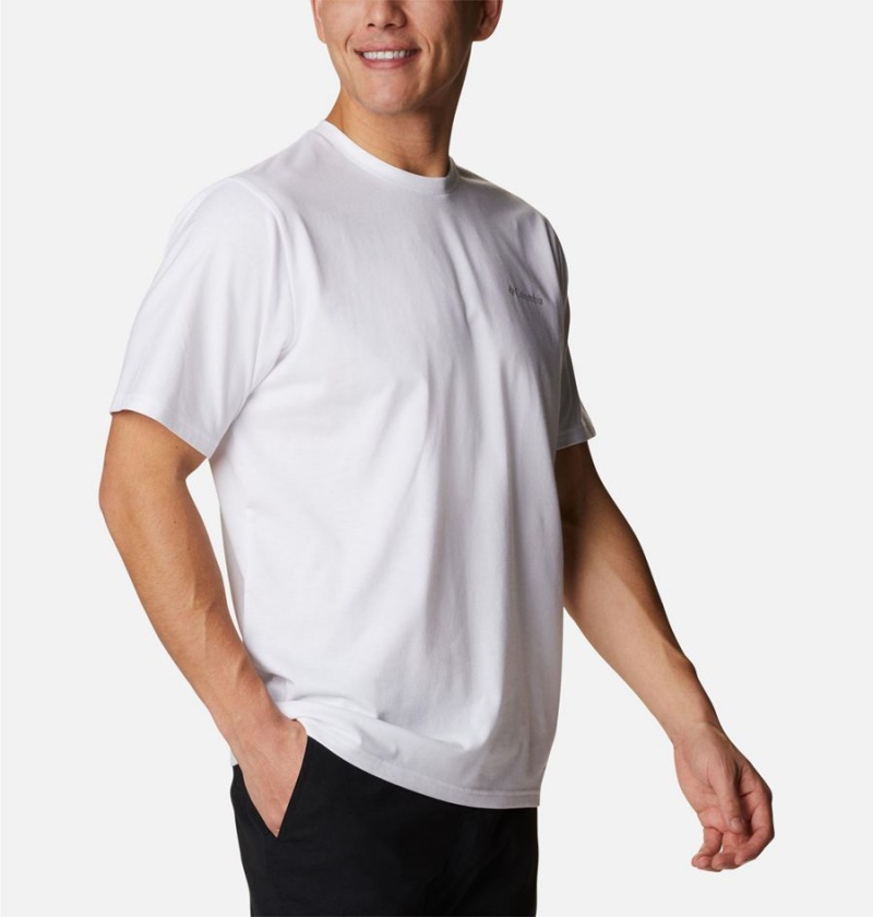 White Men's Columbia Sun Trek Short Sleeve T-Shirt | LWCFZ-3862