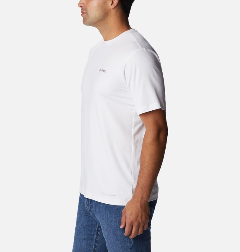 White Men's Columbia Tech Trail Graphic T-Shirt | GCBRK-5692