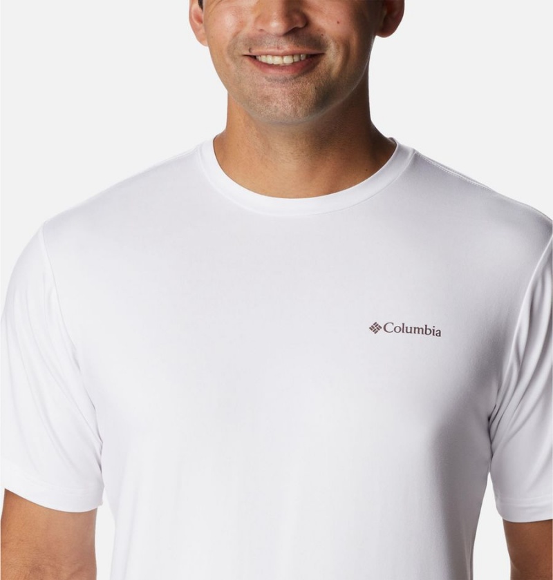 White Men's Columbia Tech Trail Graphic T-Shirt | GCBRK-5692