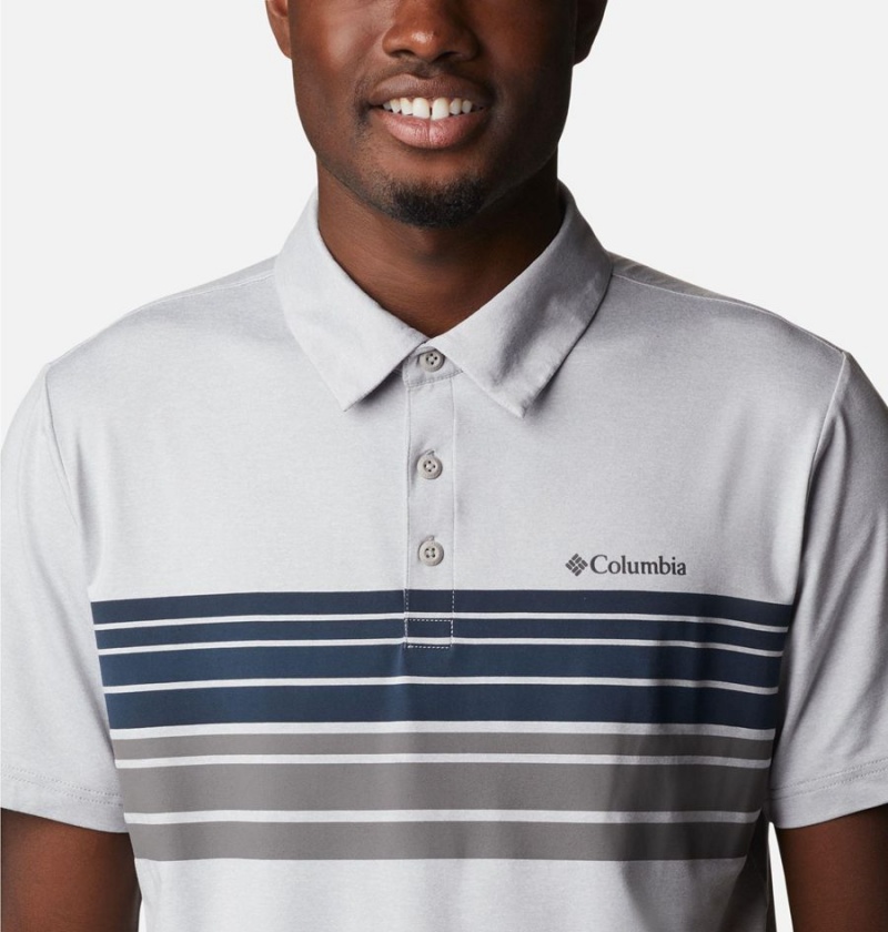 White Men's Columbia Tech Trail Novelty Polo Shirt | PQGAU-0143