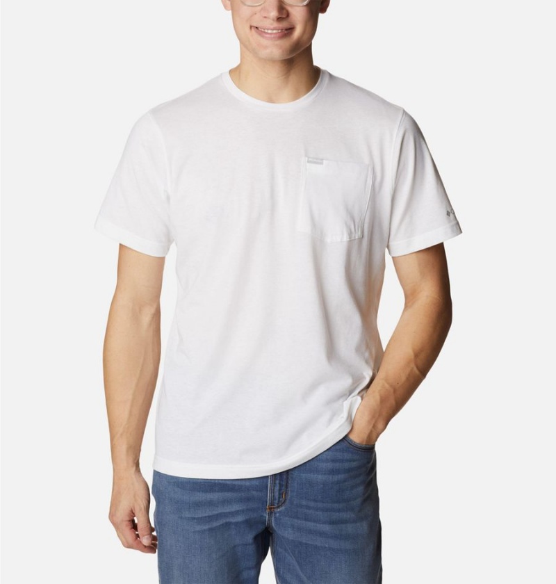 White Men\'s Columbia Thistletown Hills Pocket T-Shirt | ZURNK-3294