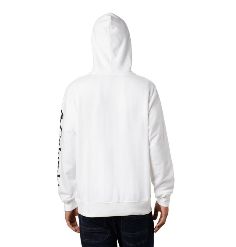 White Men's Columbia Viewmont II Sleeve Graphic Hoodie | KHMRB-9823