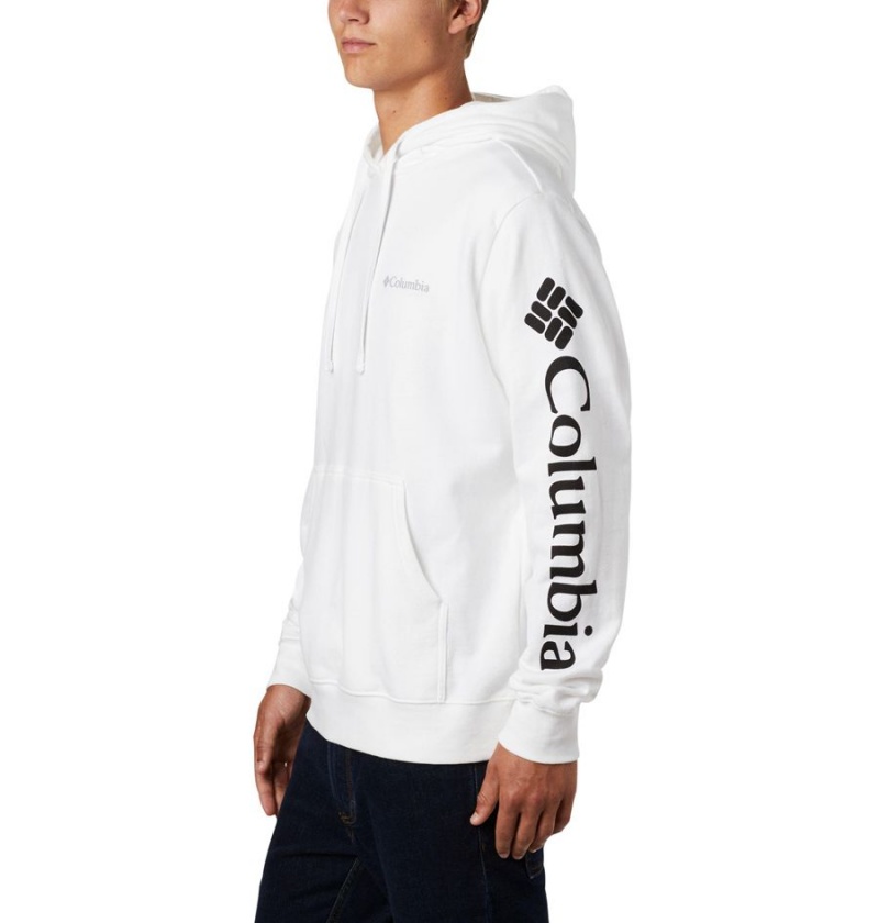 White Men's Columbia Viewmont II Sleeve Graphic Hoodie | KHMRB-9823