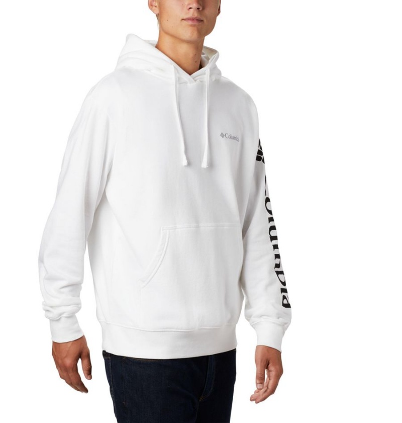 White Men's Columbia Viewmont II Sleeve Graphic Hoodie | KHMRB-9823