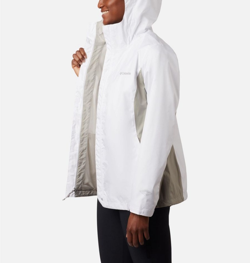 White Women's Columbia Arcadia II Rain Jacket | UZVBS-4038