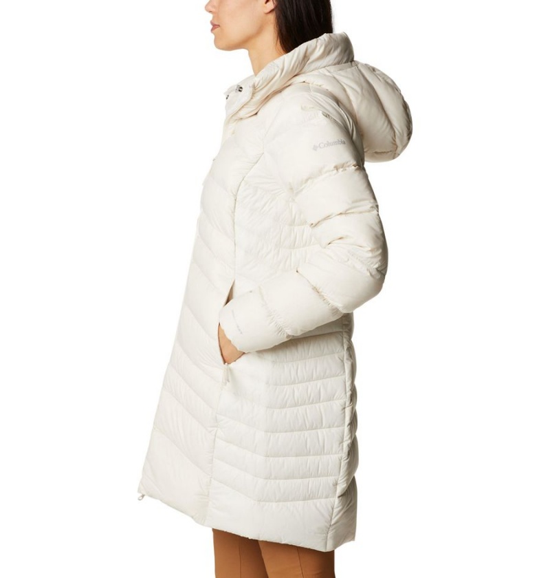 White Women's Columbia Autumn Park Hooded Mid Puffer Jacket | FBINQ-2570