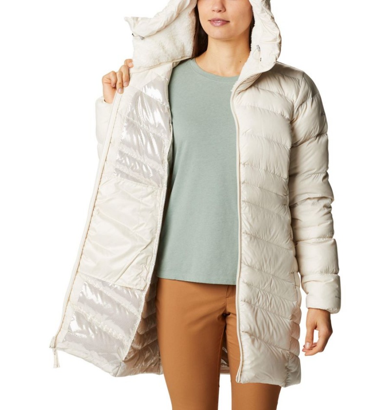 White Women's Columbia Autumn Park Hooded Mid Puffer Jacket | FBINQ-2570