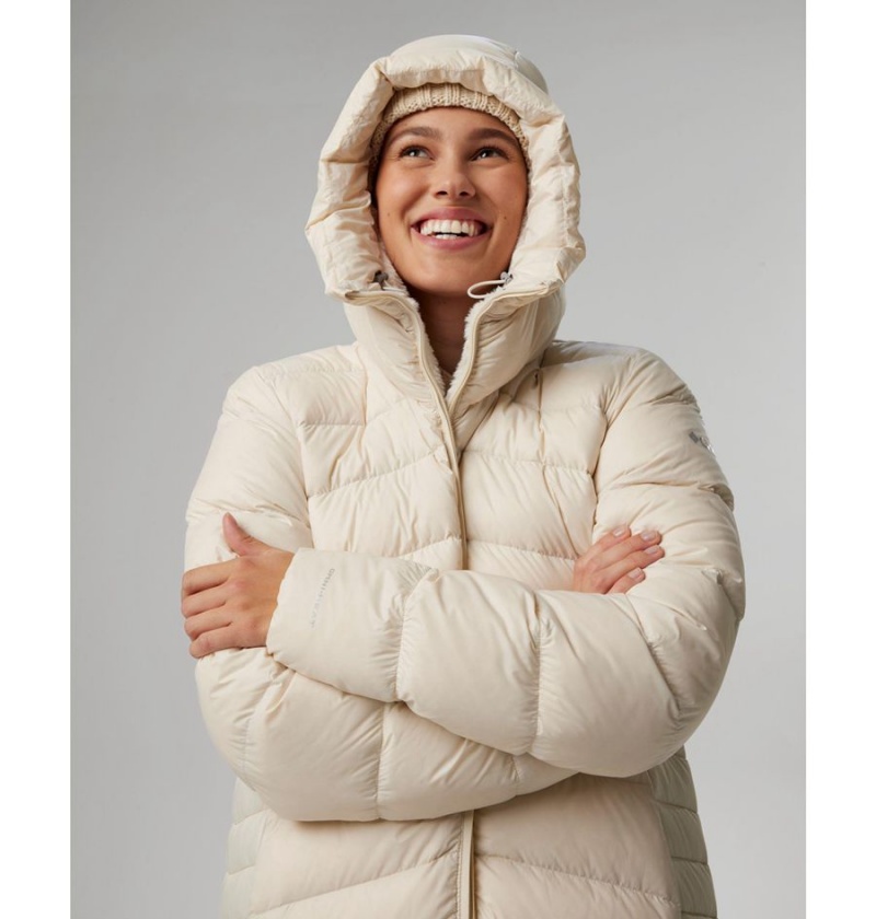 White Women's Columbia Autumn Park Hooded Mid Puffer Jacket | FBINQ-2570