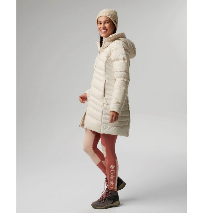 White Women's Columbia Autumn Park Hooded Mid Puffer Jacket | FBINQ-2570