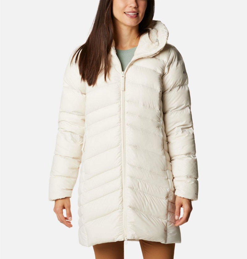 White Women\'s Columbia Autumn Park Hooded Mid Puffer Jacket | FBINQ-2570