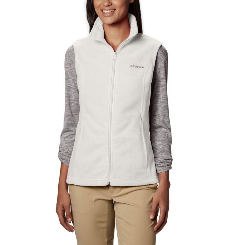 White Women's Columbia Benton Springs Fleece Vest | LQWBS-8152