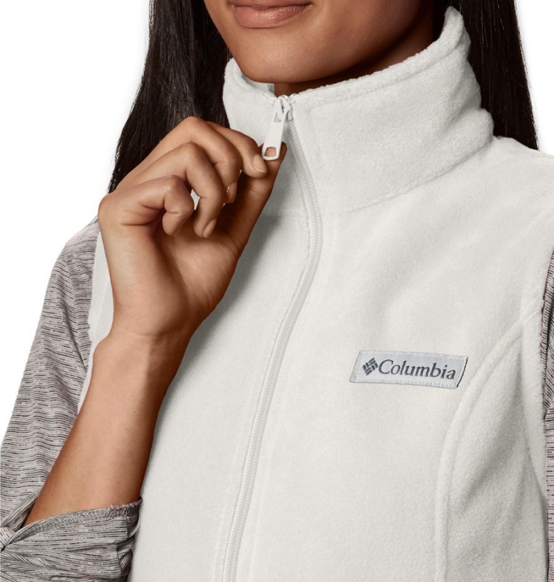 White Women's Columbia Benton Springs Fleece Vest | LQWBS-8152