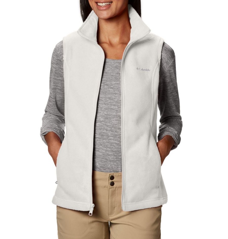 White Women's Columbia Benton Springs Fleece Vest | LQWBS-8152