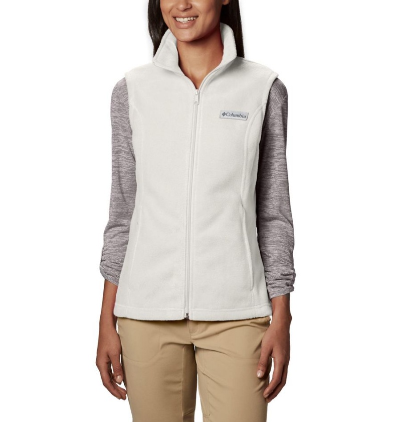 White Women\'s Columbia Benton Springs Fleece Vest | LQWBS-8152