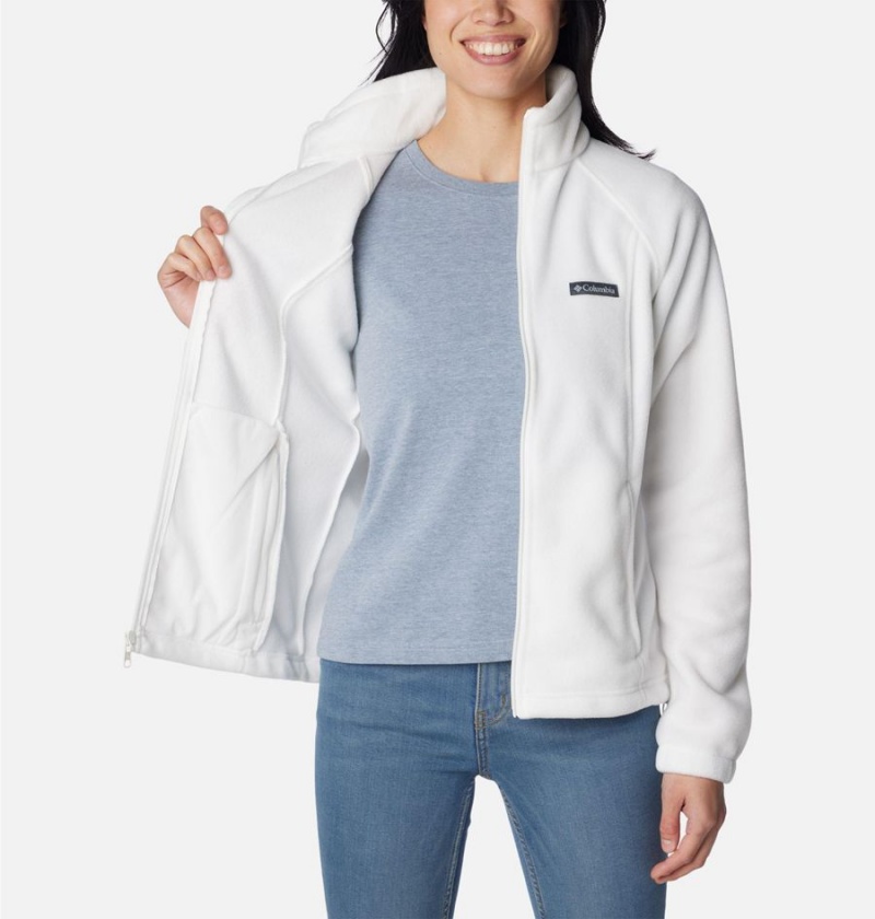 White Women's Columbia Benton Springs Full Zip Fleece Jacket | XMODW-1734