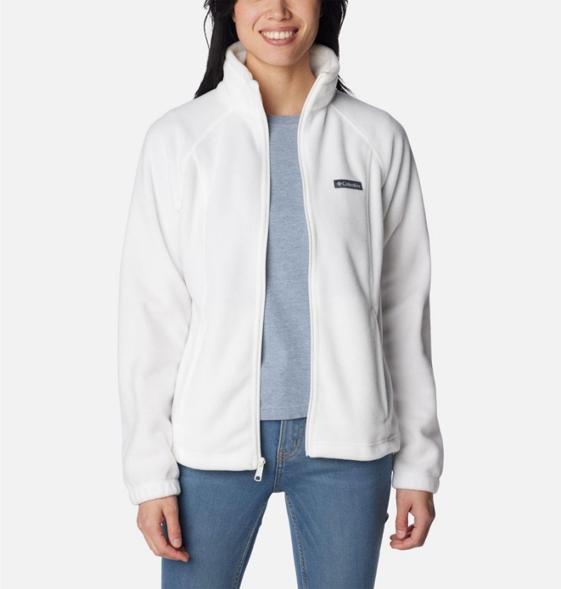 White Women's Columbia Benton Springs Full Zip Fleece Jacket | XMODW-1734