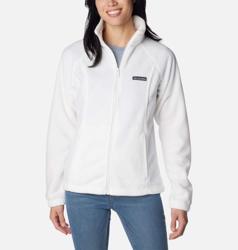 White Women\'s Columbia Benton Springs Full Zip Fleece Jacket | XMODW-1734