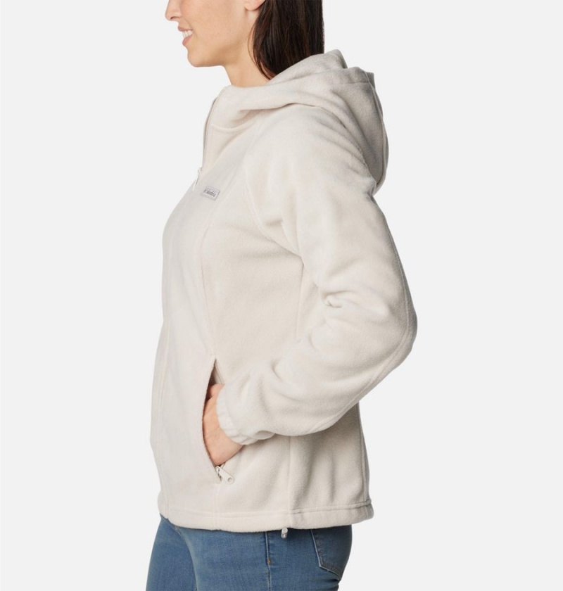 White Women's Columbia Benton Springs Full Zip Hoodie Fleece Jacket | PZDJQ-3786