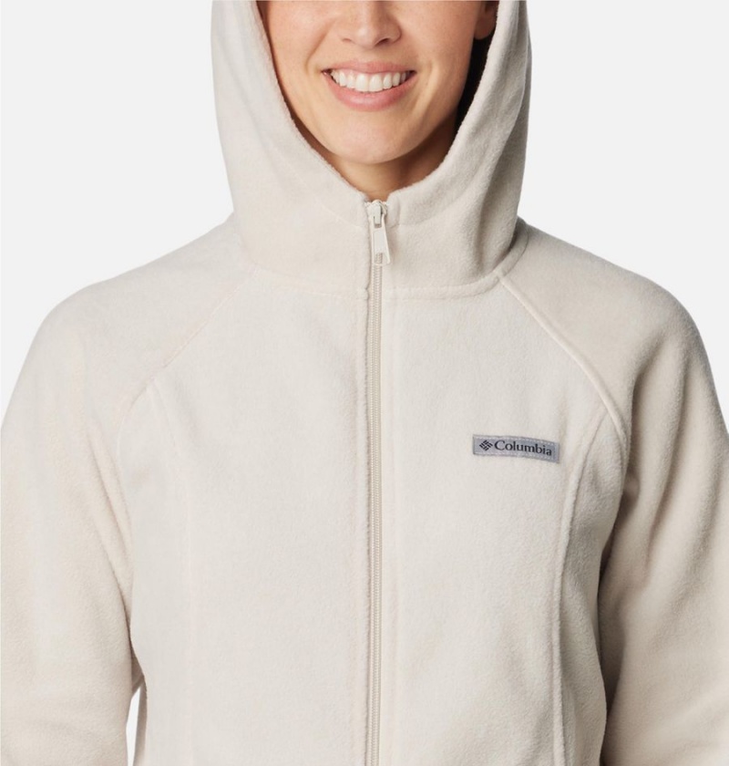 White Women's Columbia Benton Springs Full Zip Hoodie Fleece Jacket | PZDJQ-3786