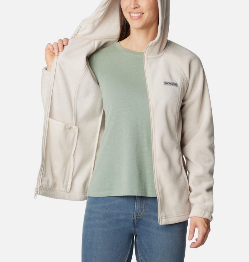 White Women's Columbia Benton Springs Full Zip Hoodie Fleece Jacket | PZDJQ-3786