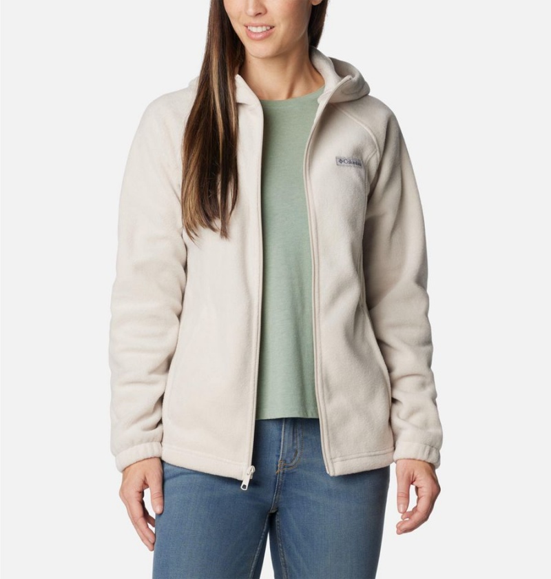 White Women's Columbia Benton Springs Full Zip Hoodie Fleece Jacket | PZDJQ-3786